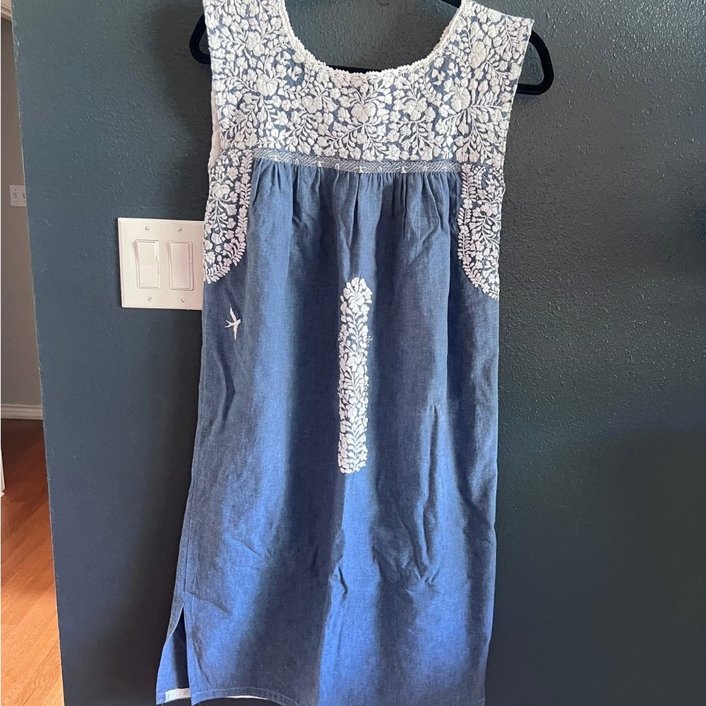 Mi Golondrina Blue and White Floral Dress